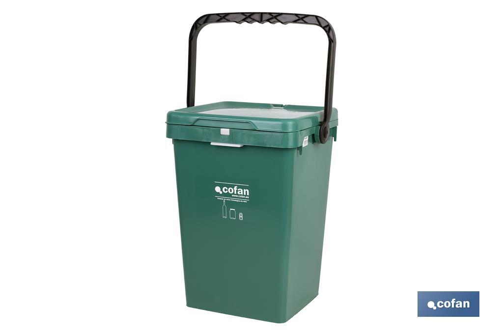 CONTENEDOR VERDE PARA VIDRIO  MODELO ZIRCONIO 25L.