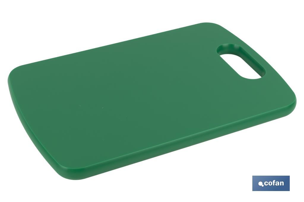 TABLA CORTE CON ASA VERDE 30X20X1.5cm MODELO CHIPS (PACK: 1 UDS)