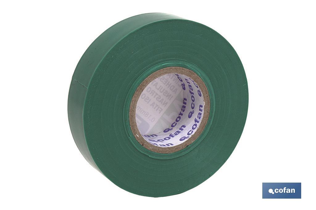 CINTA AISLANTE 180 Micras VERDE 19mmX20 Metros (PACK: 10 UDS)