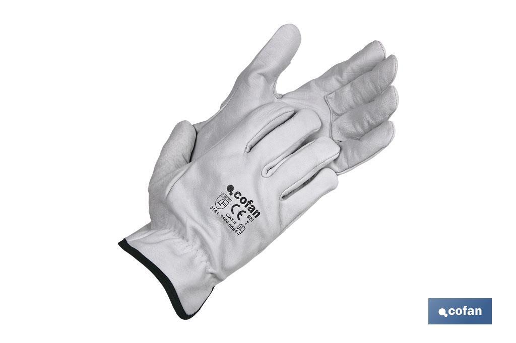 GUANTES PIEL VACUNO GRIS T-8 (PACK: 12 UDS)