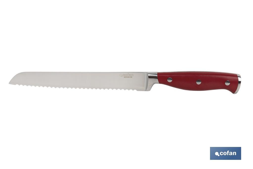 CUCHILLO PANERO HOJA 21cm MODELO AGUACEJO ROJO (PACK: 1 UDS)