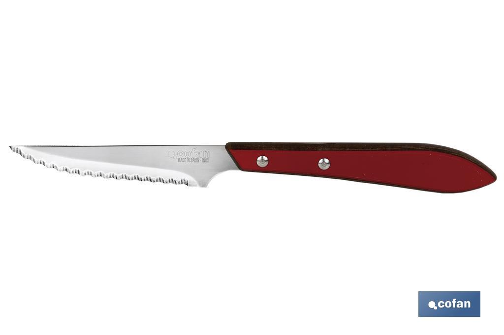 PACK 3 CUCHILLO CHULETERO MICRODENTADO HOJA 10cm  MODELO GULASH ROJO (PACK: 1 UDS)