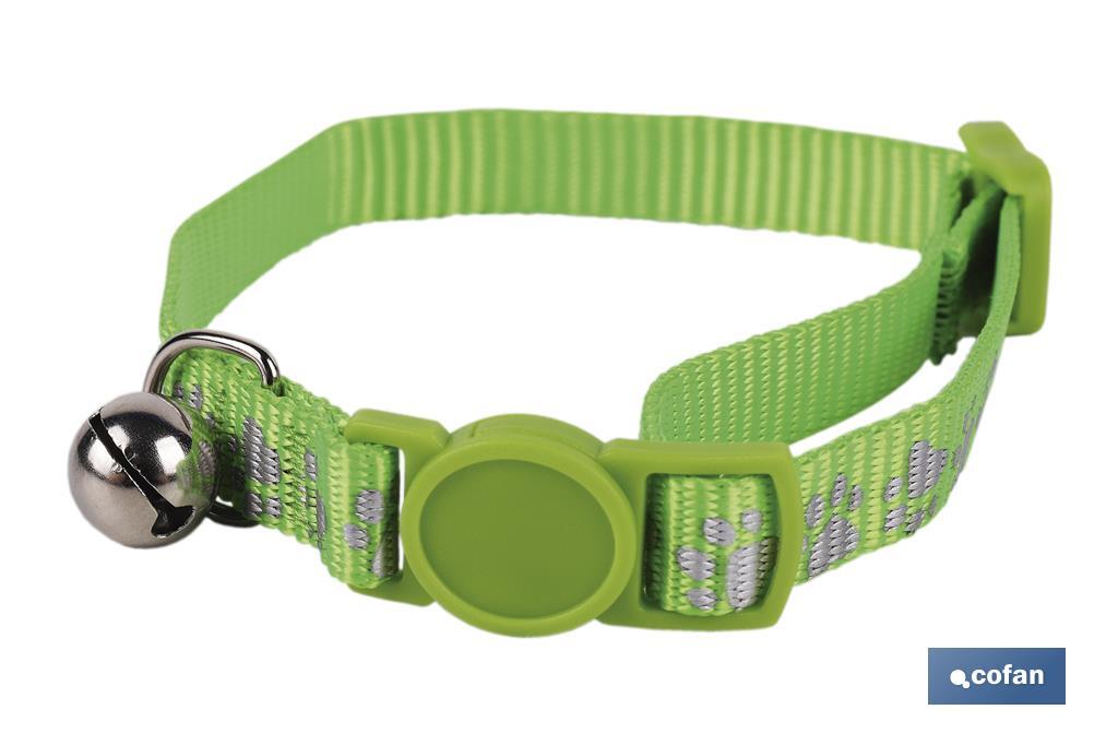 COLLAR CON CASCABEL GATOS VERDE MAY 1CMX32CM (PACK: 1 UDS)