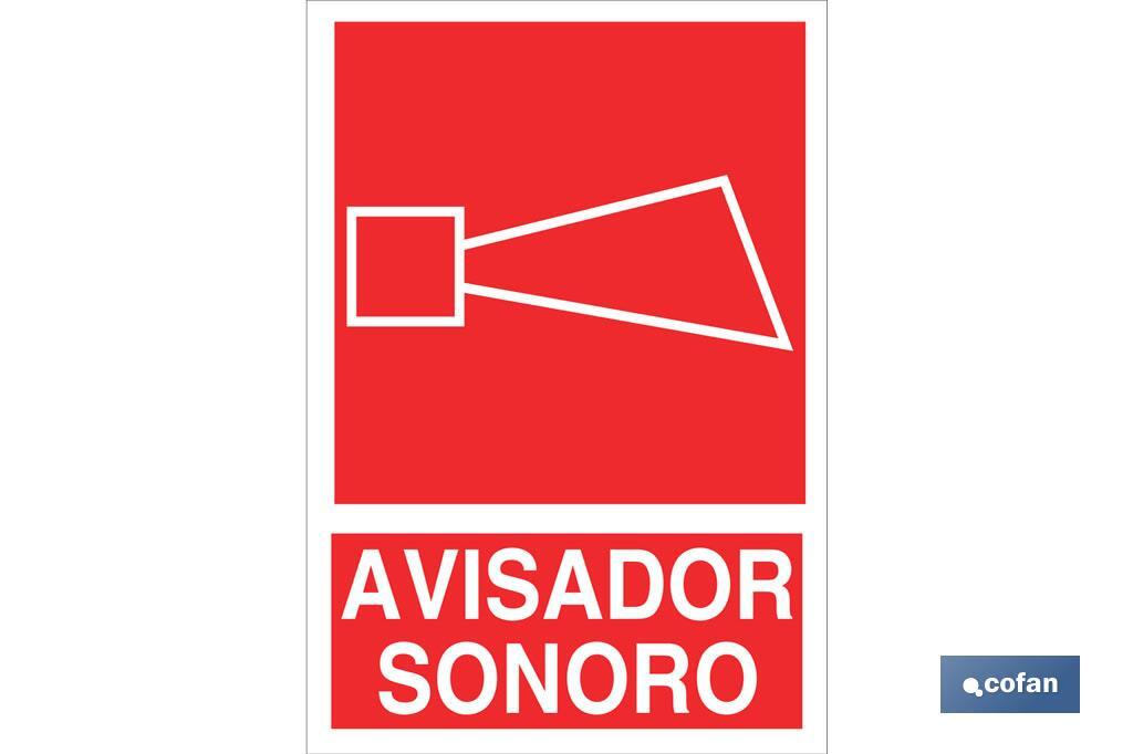 Señal Avisador sonoro Pictograma + Texto