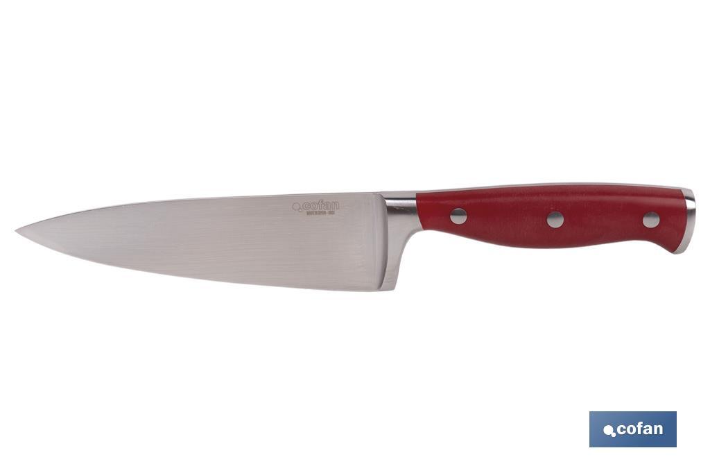 Cuchillo de Cocina con Forjado Francés | En Color Rojo | Diferentes Medidas