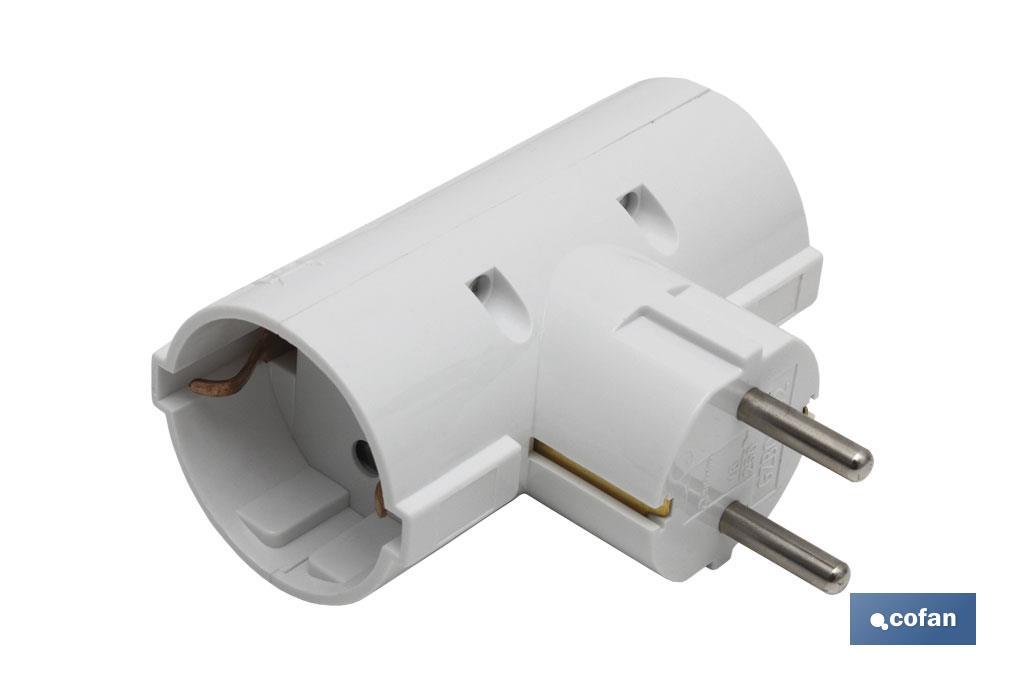 Adaptador doble Schuko 2P+T | Color Blanco | 16 A - 250 V