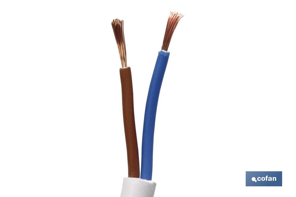 Rollo Cable Eléctrico de 100 m | PVC H05VV-F | Sección 2 x 1 mm2 | Color Blanco
